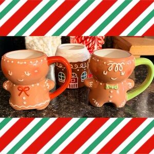 Mr. & Mrs. Gingerbread House Christmas Coffee Hot Cocoa Cups Mugs 3 Piece Set